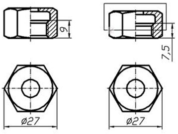 Гайка в разрезе чертеж